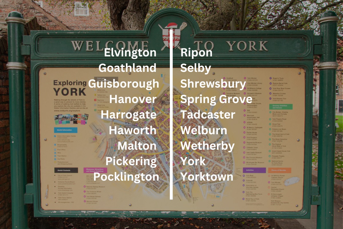 Areas we cover in York